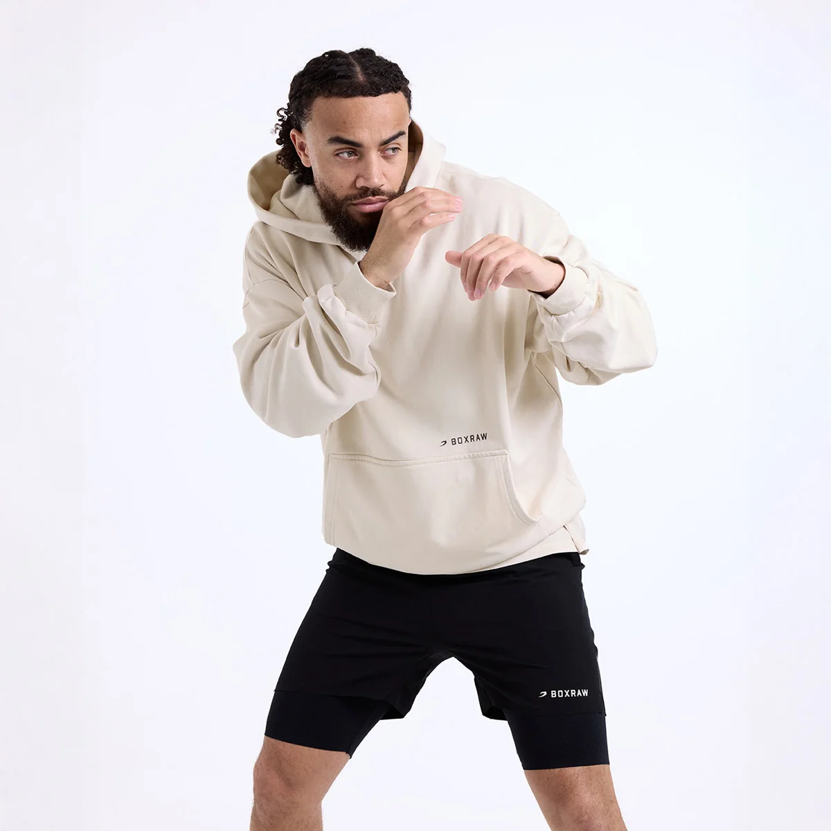 Camisola Boxraw Sparring Club Oversize com capuz Bege - Image 4