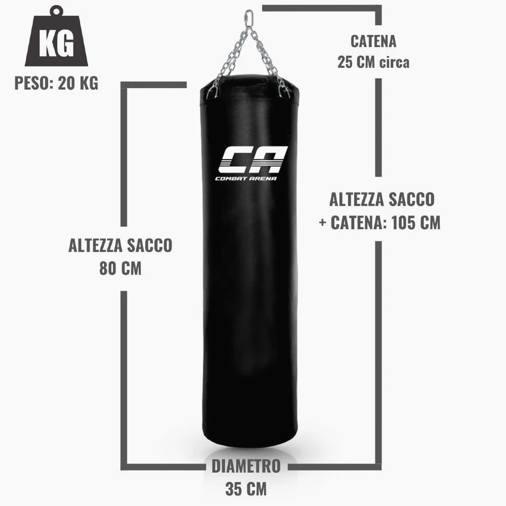 Saco de Boxe Combat Arena Treinamento PRO 20 Kg Preto - Image 3